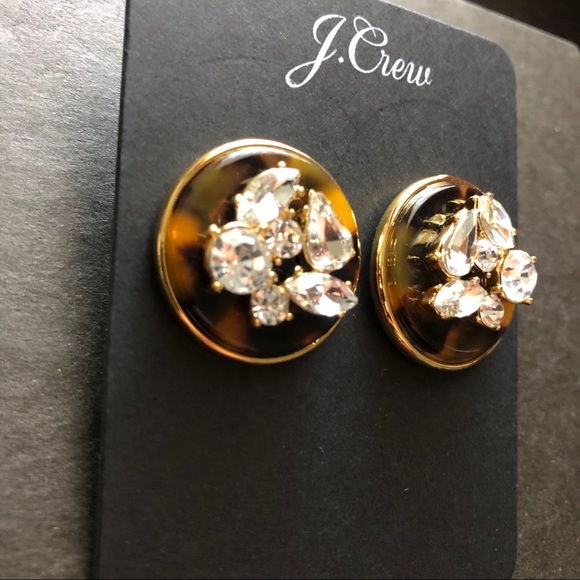 NWT J. Crew Crystal tortoise disc stud earrings - Picture 5 of 6